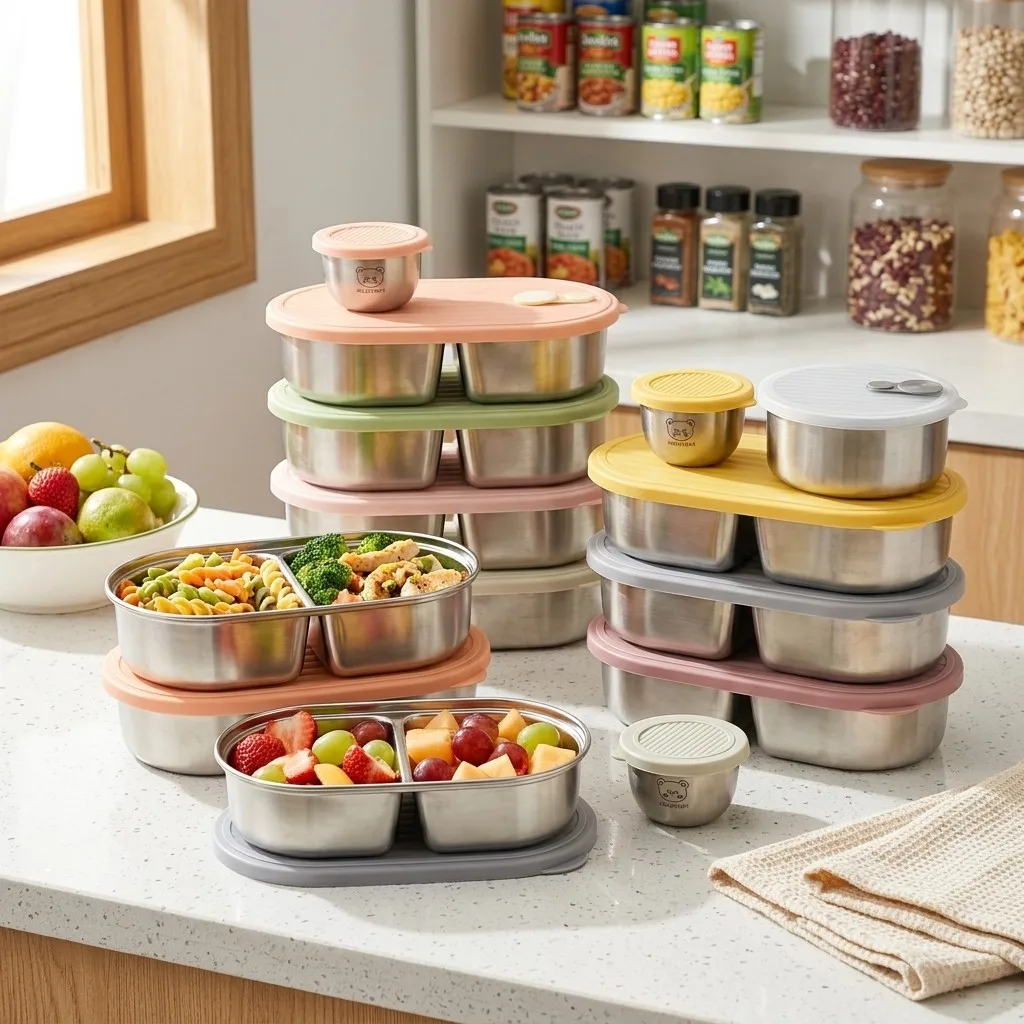 Food Storage With Dividers - Microwavable 304 Stainless Steel Bento Lunch