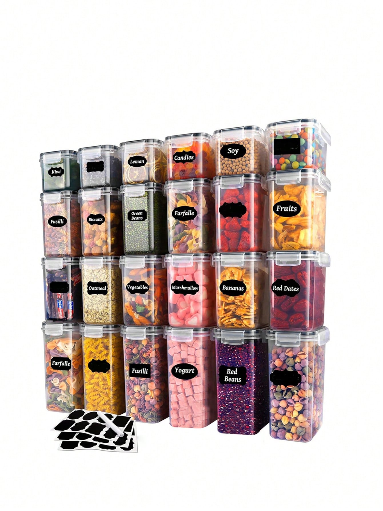 Food Storage Labels - 48pcs Sealed Food Storage Containers With