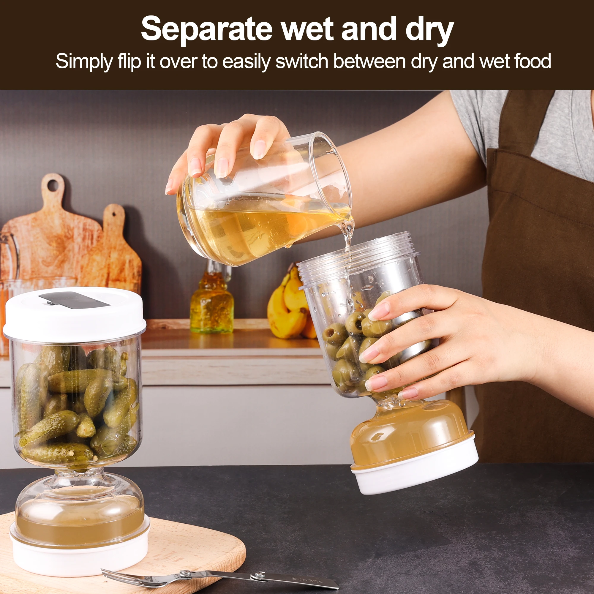 Pickles Jar With Forks Dry and - огляд і ціна Food Storage With Dividers