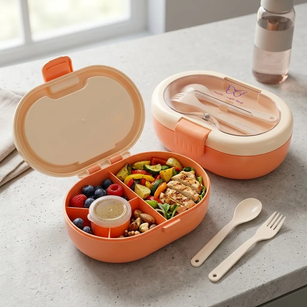 Plastic Bento Lunch Box with C - огляд і ціна Food Storage With Dividers